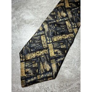 New Directions Metropolitan Museum Art Silk Tie Men Black Gold Geometric Necktie